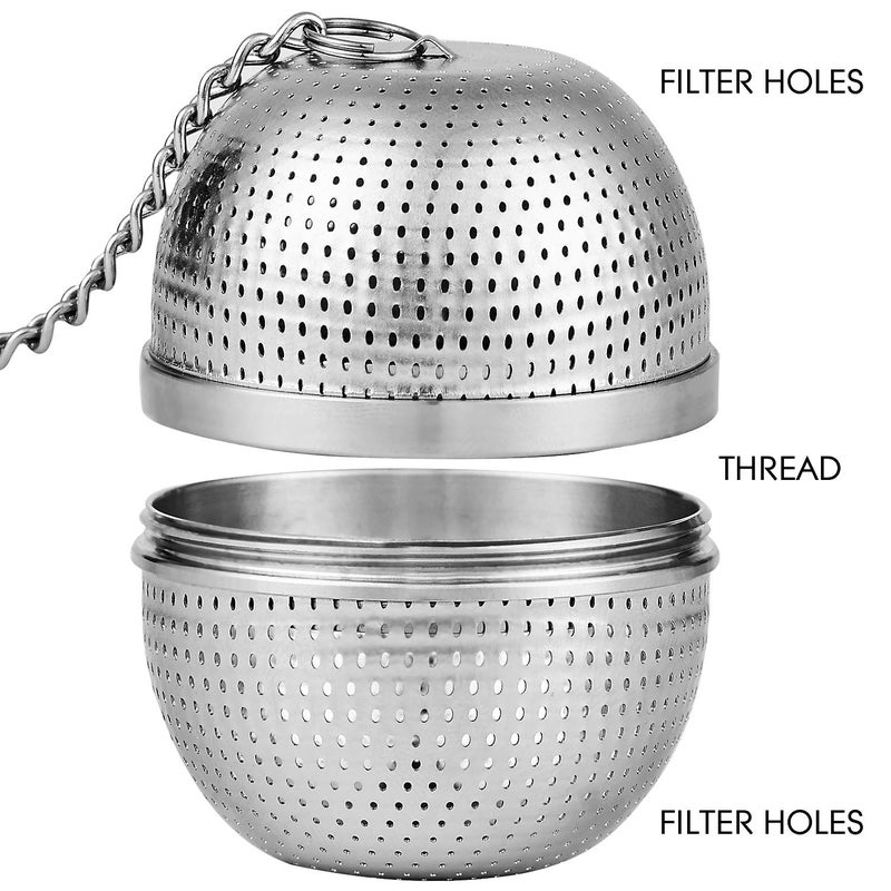 YEOSEN Tea Infuser Ball,Tea Strainer Ball for Loose Leaf Tea, Spice Infuser Stainless Steel Mesh, Fine Threaded Connection, 4.3 inch Chain with Drip Tray - Image 2